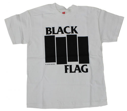 Black Flag- Bars And Logo on a white shirt