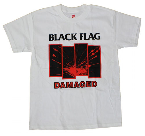 Black Flag- Damaged on a white shirt