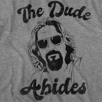 Big Lebowski- The Dude Abides on a graphic heather ringspun cotton shirt