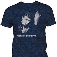 David Bowie- Heroes on a heather navy ringspun cotton shirt (Sale price!)