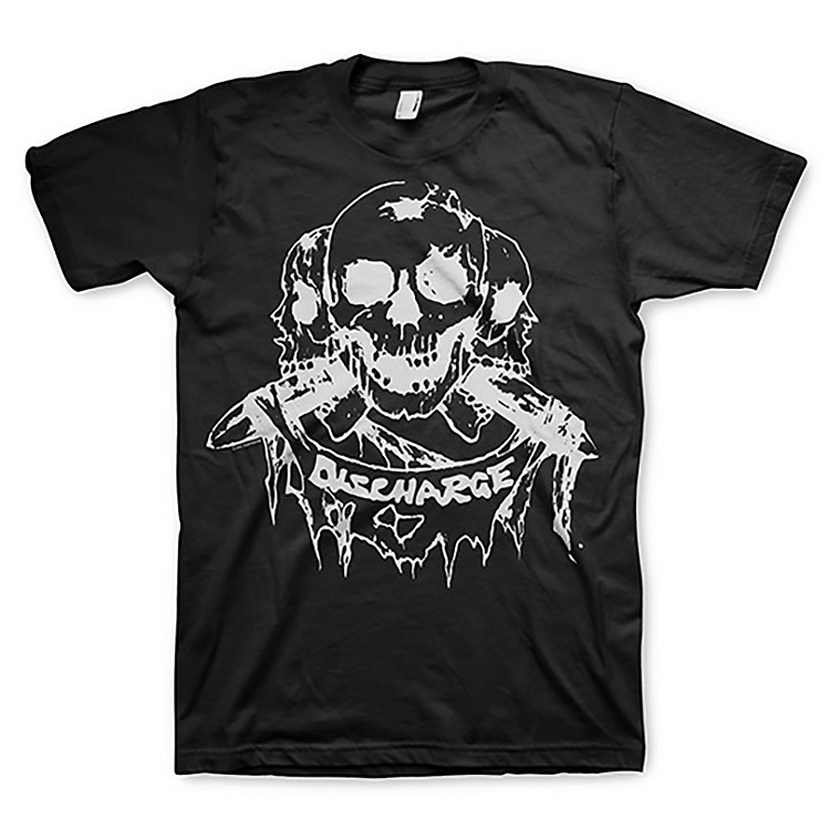 Discharge- Born To Die (Skulls & Banner) on a black shirt