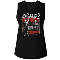 Evil Dead 2- It Lives...Out In Those Woods on a black girls tank shirt