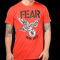 Fear- More Beer (Eagle) on a red ringspun cotton shirt