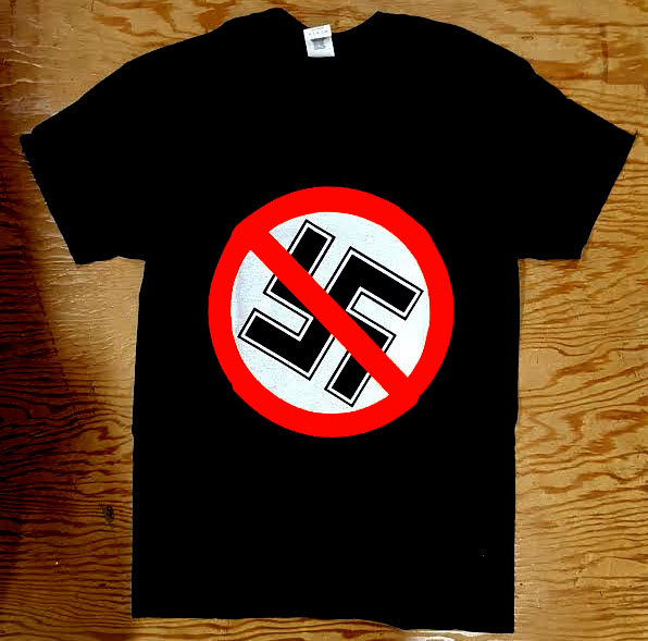 Anti Nazi Crossed Out Swastika On A Black Shirt - roblox nazi pants