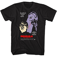 Hammer House Of Horror- Dracula, Bloodthirsty Vampire Lives Again on a black ringspun cotton shirt