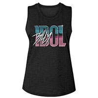 Billy Idol- Logo on a black girls tank shirt