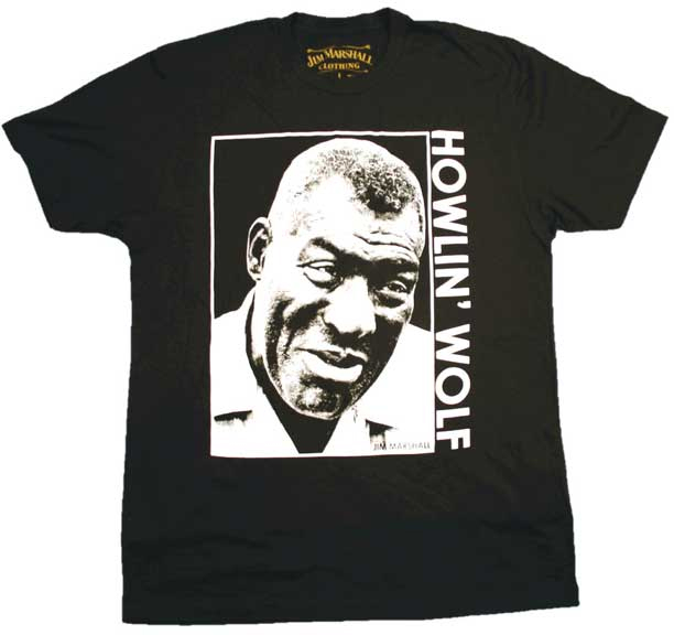 Howlin Wolf- Portrait on a black ringspun cotton shirt