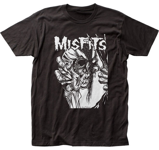 Misfits- Pushead Eyeball (White Print) on a black ringspun cotton shirt ...