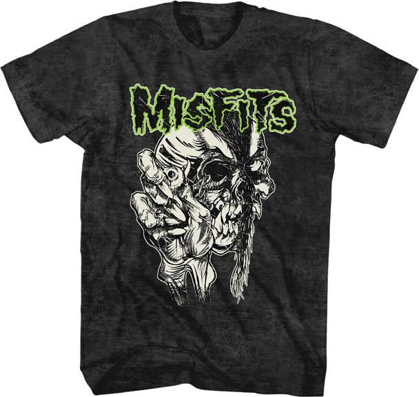 Misfits- Pushead Eye on a black mineral washed shirt shirt