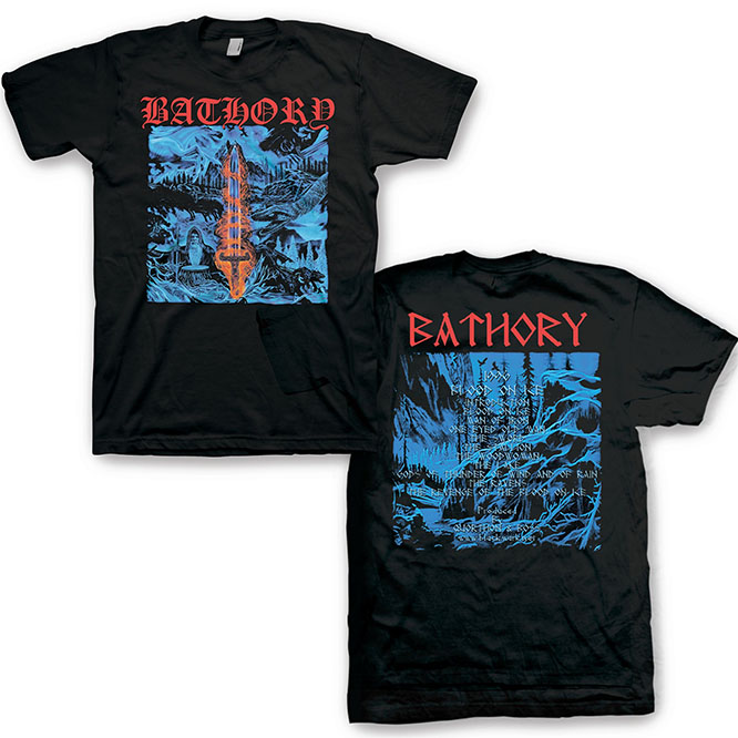 Bathory- Blood On Ice on front & back on a black shirt