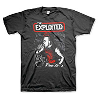 Exploited- Let's Start A War (Wattie) on a black shirt
