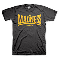 Madness- Madsdale (Yellow Print) on a black shirt