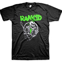 Rancid- Skele Guitar on a black shirt