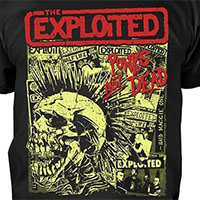 Exploited- Punk's Not Dead Collage on a black shirt