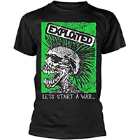 Exploited- Let's Start A War (Skull) on a black shirt