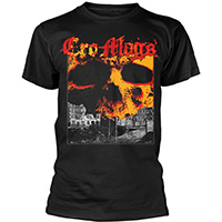 Cro Mags- Skull & City on a black shirt