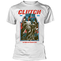Clutch- 30 Years Of Rock & Roll on a white shirt
