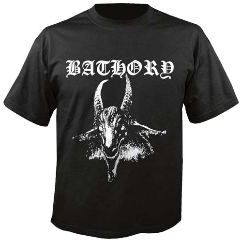 Bathory- Goat on front, Pentagram on back on a black shirt