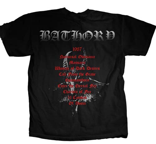 Bathory- Under The Sign Of The Black Mark on front, Goat Head on back on a black shirt