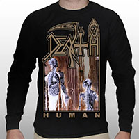 Death- Human on a black long sleeve shirt