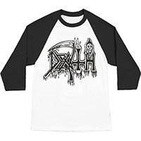 Death- Logo on a white/black 3/4 sleeve raglan shirt