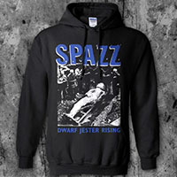 Spazz- Dwarf Jester Rising on a black hooded sweatshirt (Sale price!)