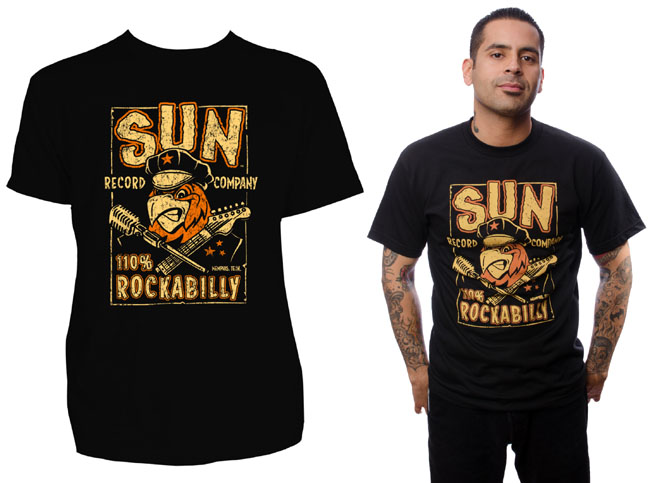 Sun Records- Sun Rockabilly Rooster Head on a black shirt by Steady ...