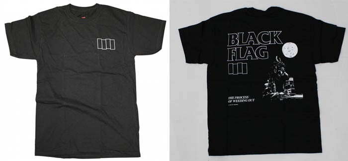 Black Flag- Bars on front, The Process Of Weeding Out on back on a black shirt