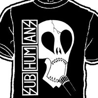 Subhumans- Skull With Side Logo on a black shirt
