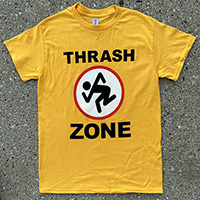 DRI- Thrash Zone on a gold shirt