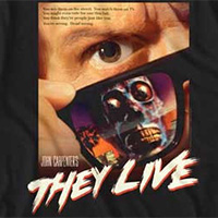 They Live- Sunglasses Movie Poster on a black ringspun cotton shirt