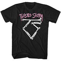 Twisted Sister- Bone Logo on a black ringspun cotton shirt