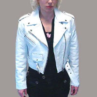 Girls Biker Jacket- WHITE leather - sz L only