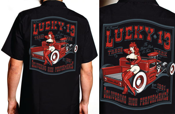 Little Red (Red Headed Vixen on back of truck) Short Sleeve Workshirt ...