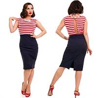 Sally Wiggle Dress By Steady Clothing - Navy/Red - SALE - Plus Size Only