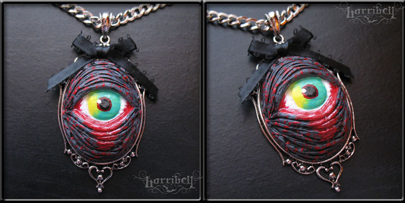 Zombie Eye Necklace in GREY by Horribell - SALE