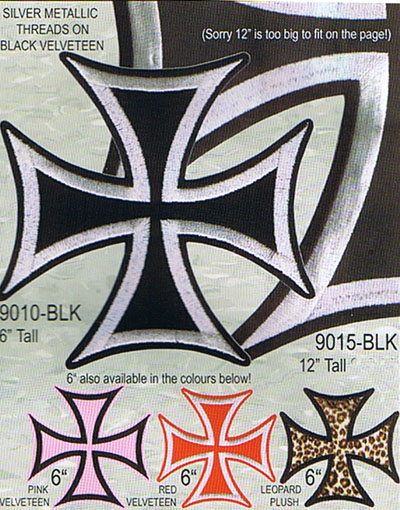 Pink Iron Cross 6" embroidered patch (Large velveteen patch!) (Sale price!)