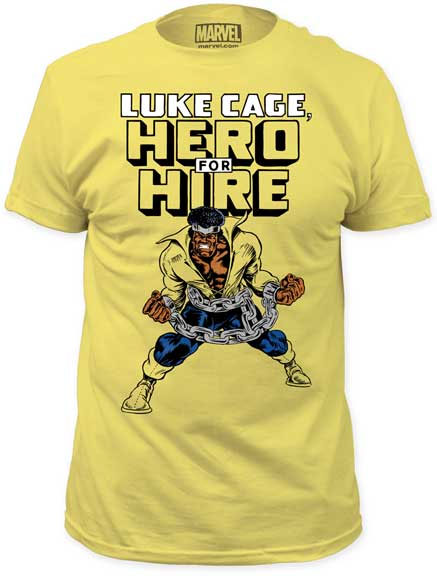 Marvel Comics- Luke Cage, Hero For Hire on a banana ringspun cotton shirt (Sale price!)